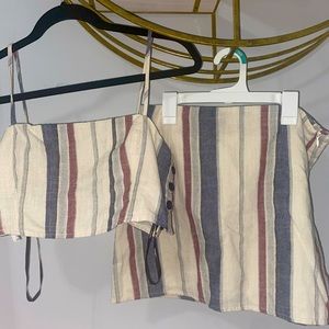 Canvas Striped Skirt and Crop Top Set